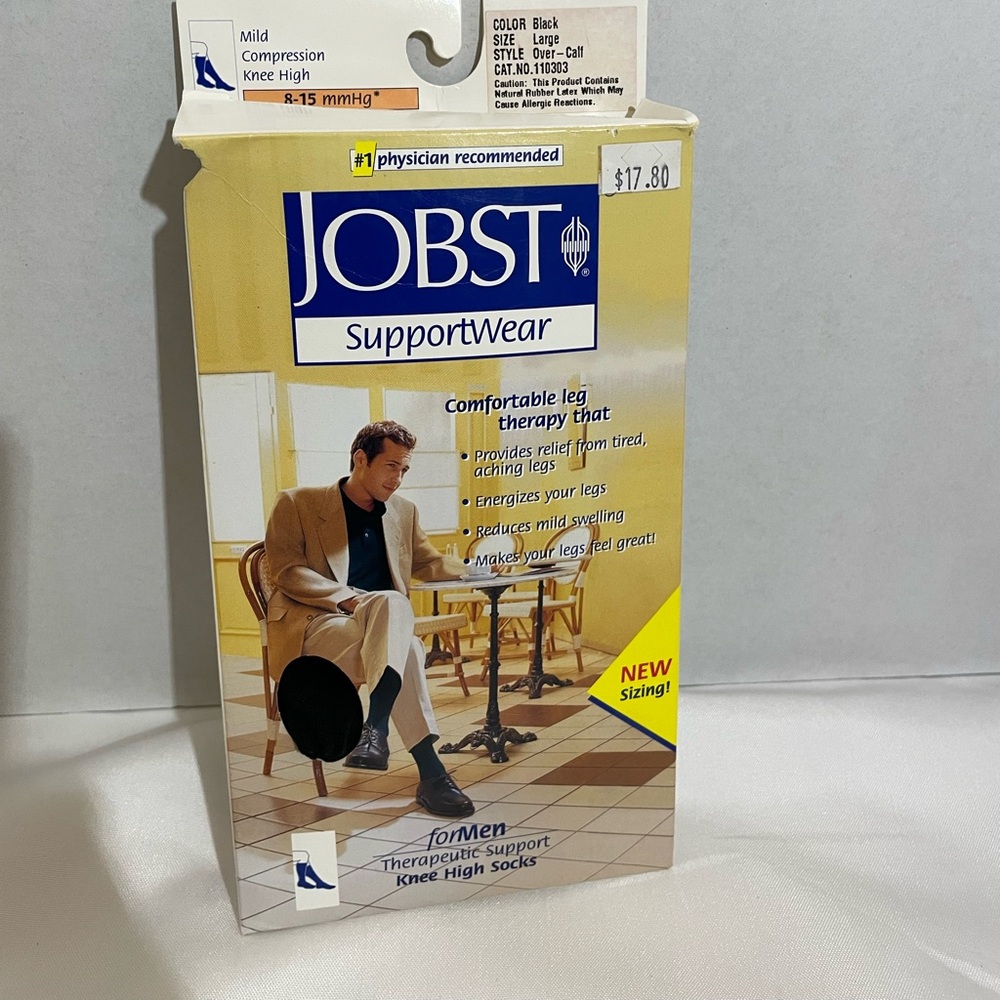 JOBST SupportWear Socks for Men Knee‎ High Black Large 1 Pair leg therapy NWT